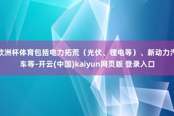 欧洲杯体育包括电力拓荒（光伏、锂电等）、新动力汽车等-开云(中国)kaiyun网页版 登录入口