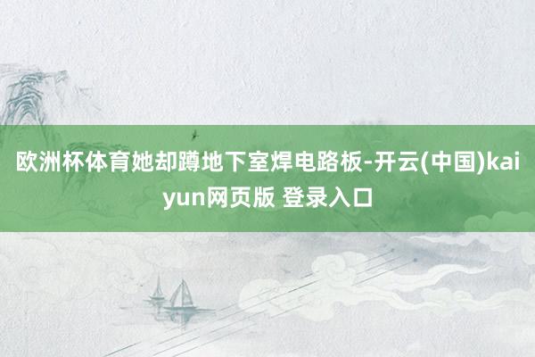 欧洲杯体育她却蹲地下室焊电路板-开云(中国)kaiyun网页版 登录入口