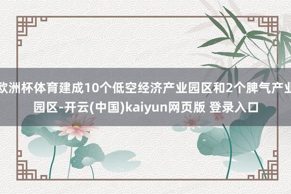 欧洲杯体育建成10个低空经济产业园区和2个脾气产业园区-开云(中国)kaiyun网页版 登录入口