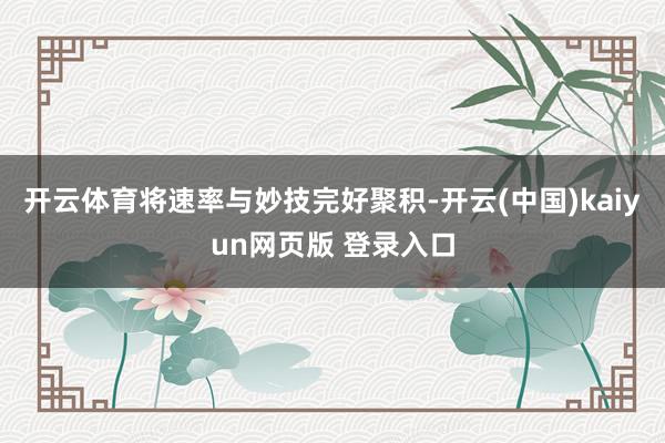 开云体育将速率与妙技完好聚积-开云(中国)kaiyun网页版 登录入口