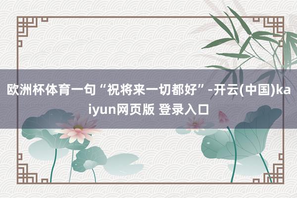 欧洲杯体育一句“祝将来一切都好”-开云(中国)kaiyun网页版 登录入口